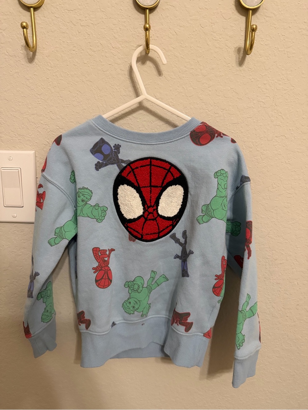 Marvel Kids Light Blue Spider-Man Patch Sweatshirt
